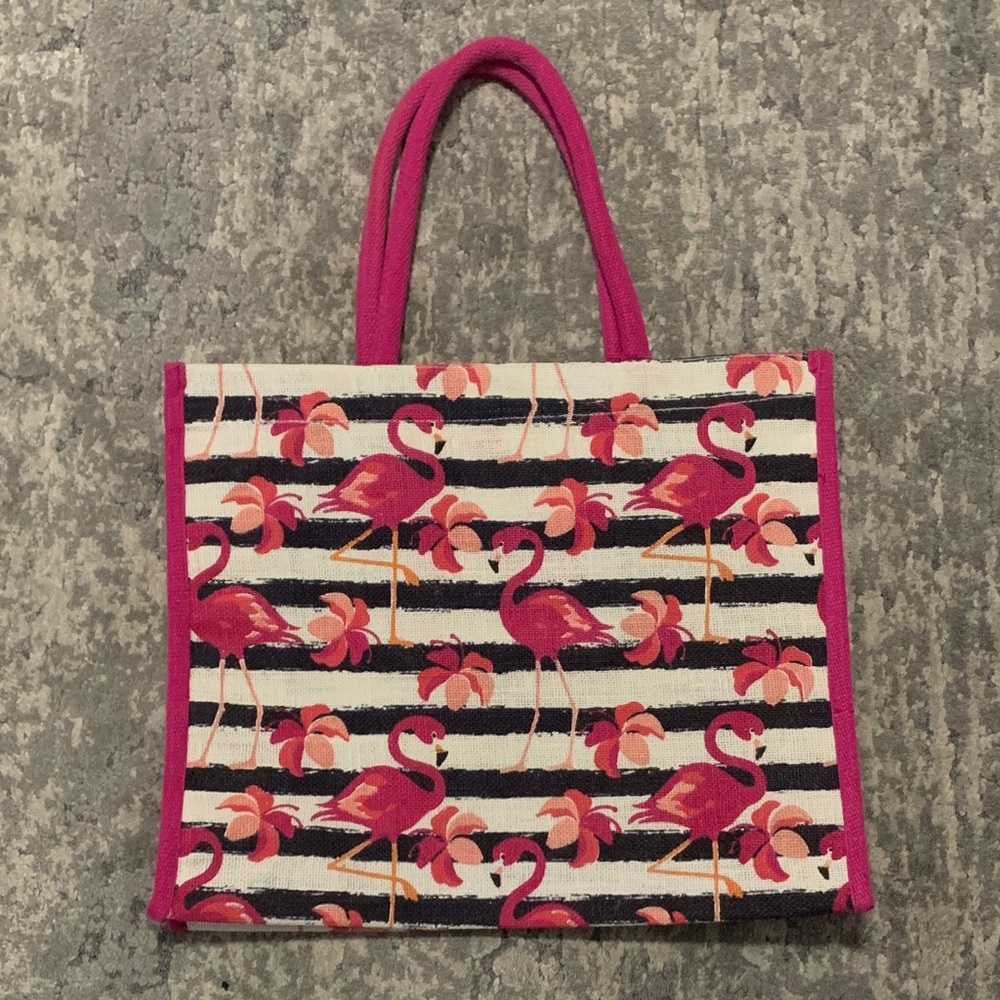 Flamingo Print Tote Bag - Pink and Black